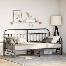 vidaXL Daybed Frame med Trundle Sort 100x200 cm Stål