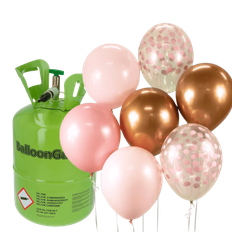 Helium & 28 Pink / kobber Balloner