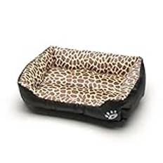 All-Season Square Dog Sleeping Bed Mat Mjuk Bomull Full Fyllning Elastisk Pet Cat Sofa Mat(Leopard print,XXL-95x72cm)