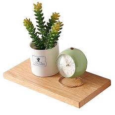 OAKERLAND Flytande hylla i ek, 30 cm liten vägghylla massivt trä, display trähylla väggmonterad för sovrum, vardagsrum, kök, kontor, tvätt etc