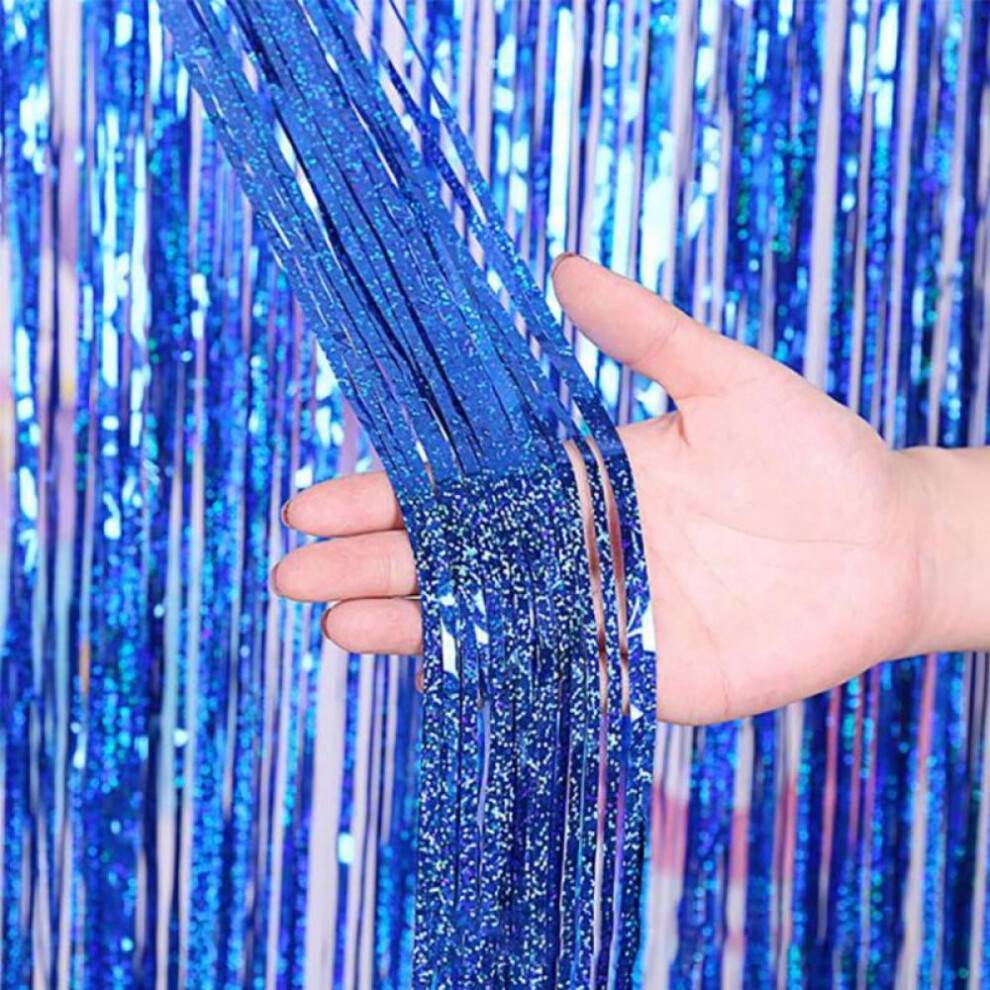 3,3ft x 6,6ft Metallisk glitterfolie Frynser Gardiner Baggrund til Fest Foto Baggrund Bryllup Fødselsdag Ferie Fest Dekor