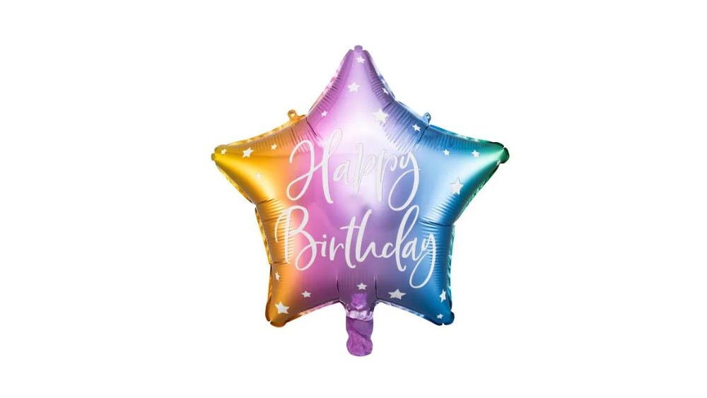 Balloner - 40 cm - Happy Birthday- stjerne - Flerfarvet.