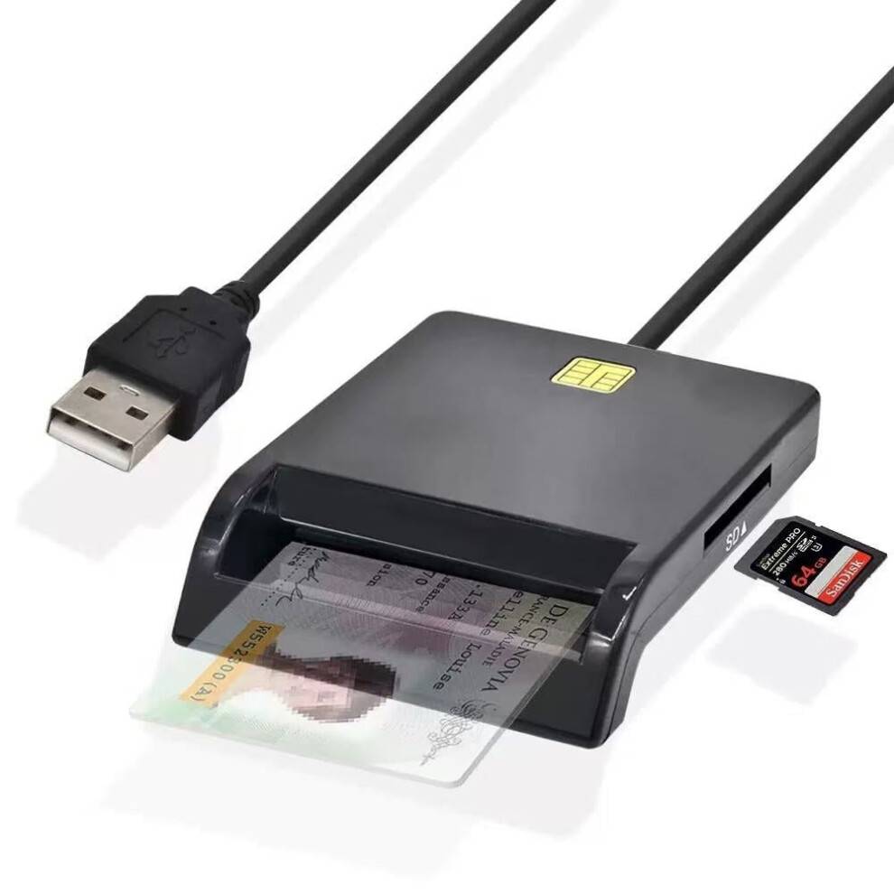 CAC-kortlæser – USB-smartkortlæser til forsvarsministeriet/militært, understøtter SIM-/SD-/TF-kort, kompatibel med Mac OS, Windows, Linux