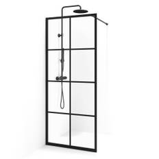 Cassøe New York brusevæg, 125 cm, klart glas, sort profil