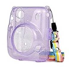 TANZWZGPKE Camera Bag Portable Transparent Camera Bag Skyddsskydd Skyddskåpa med axelrem Anti-Impact Fit For Fuji Instax Mini 11 kameraväska(Purple)