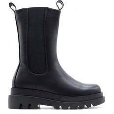 Height Increasing Mid-Calf Boots, Smoking Pipe Style Casual Chunky Sole Chelsea Boots - Black - EUR36,EUR37,EUR38,EUR39,EUR40,EUR41