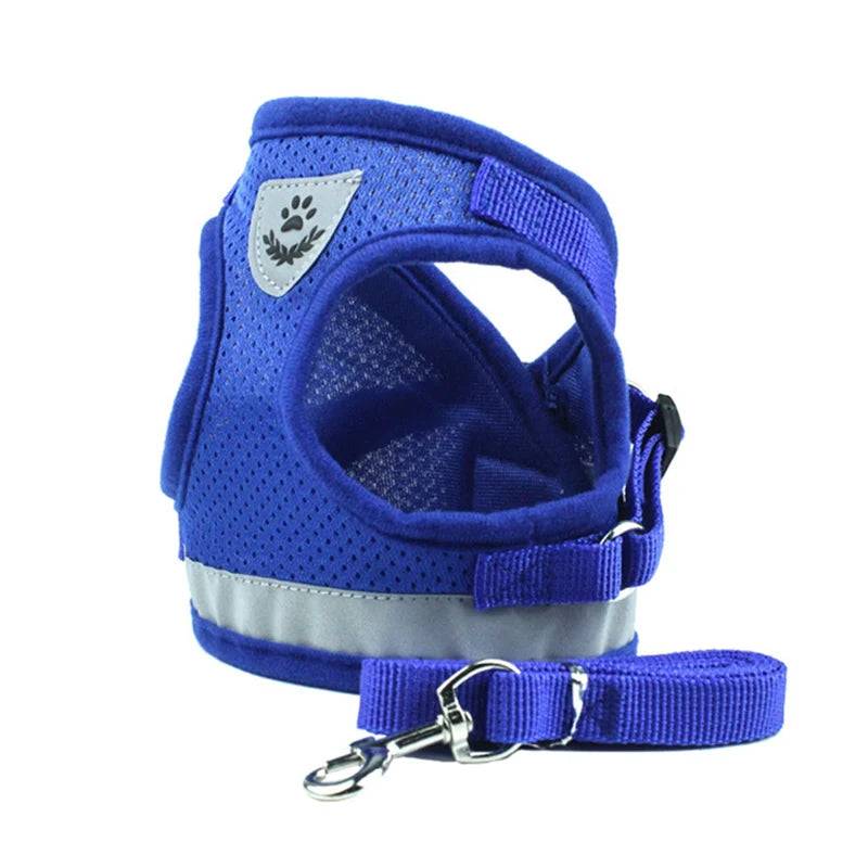 Adjustable Mesh & Plaid Cat Harness and Leash Set - Blue Mesh / L-suit 4.5-7.0kg / SPC (L-suit 4.5-7.0kg)