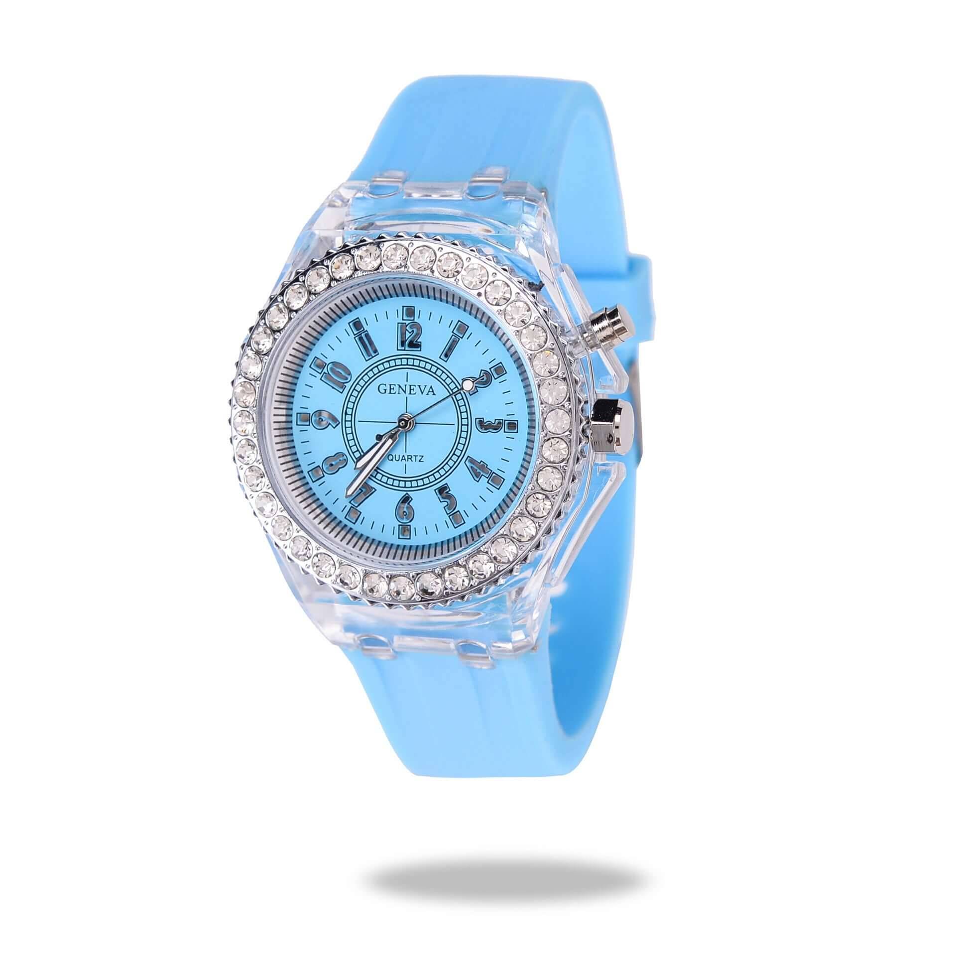 LED Luminous Watches Geneva Women Quartz Watch - Blue color