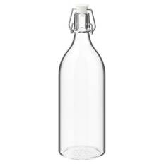 IKEA - KORKEN flaske med prop, klart glas, 1 l
