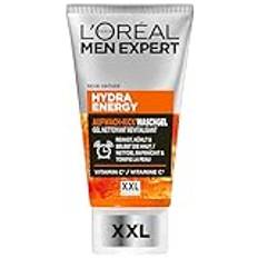 L'Oréal Män Expert XXL ansiktsrengöring mot trött hud för män, uppfriskande tvättgel mot föroreningar, herrrengörare för ansiktet med guarana och C-vitamin, Hydra Energy, 1 x 150 ml