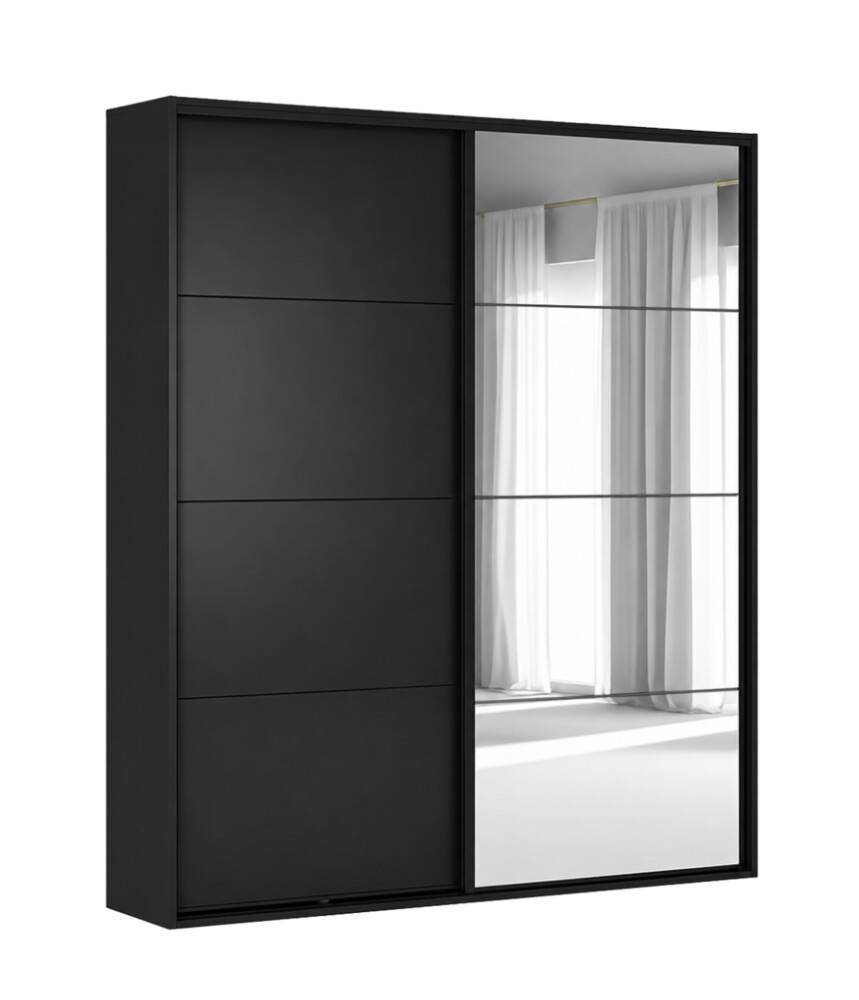 Flexislide Shape garderobeskab sort/spejl 153x218,5x60 cm