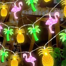 Enstaka flamingo-ananas-palmljusslingor, batteridrivna LED-ljusslingor, perfekta för strandfester, poolfester, sovrum, trädgårdar, vardagsrum, födelse (3m/20 LED,1,5 m/10 LED,6m/40 LED)
