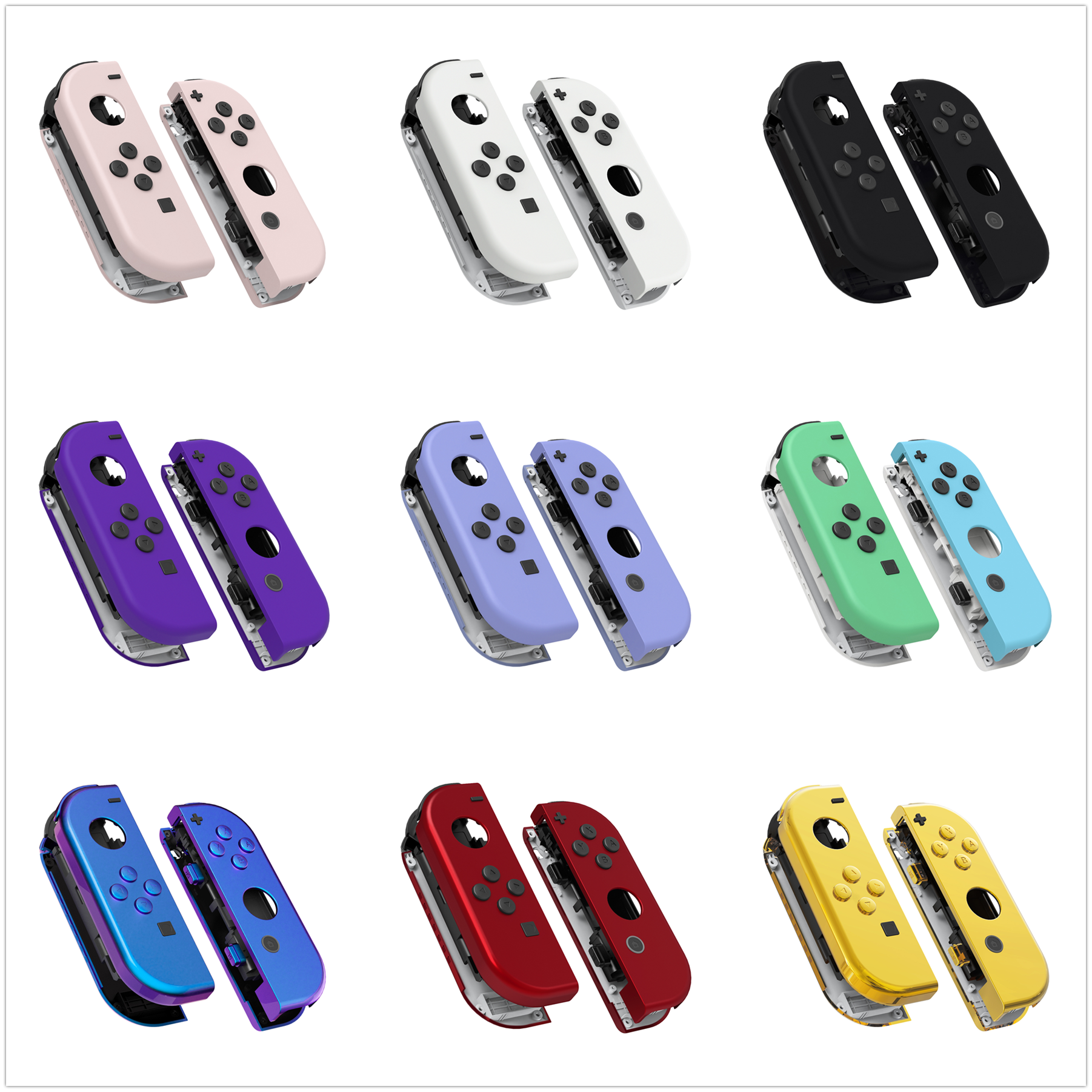 eXtremeRate DIY Replacement Shell Case for NS Switch & OLED JoyCon, Custom Controller Housing Cover With Full Set Buttons