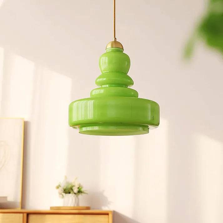 VerreCylindre Taklampa - Lyxig Glashänglampa med Modernt Designer - Grön / Glas + järn