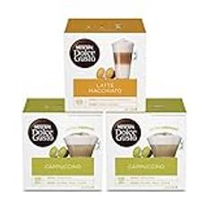 NESCAFÉ Dolce Gusto Kapslar provset (Latte Macchiato, cappuccino), 24 drycker från 48 kapslar (3 x 16)