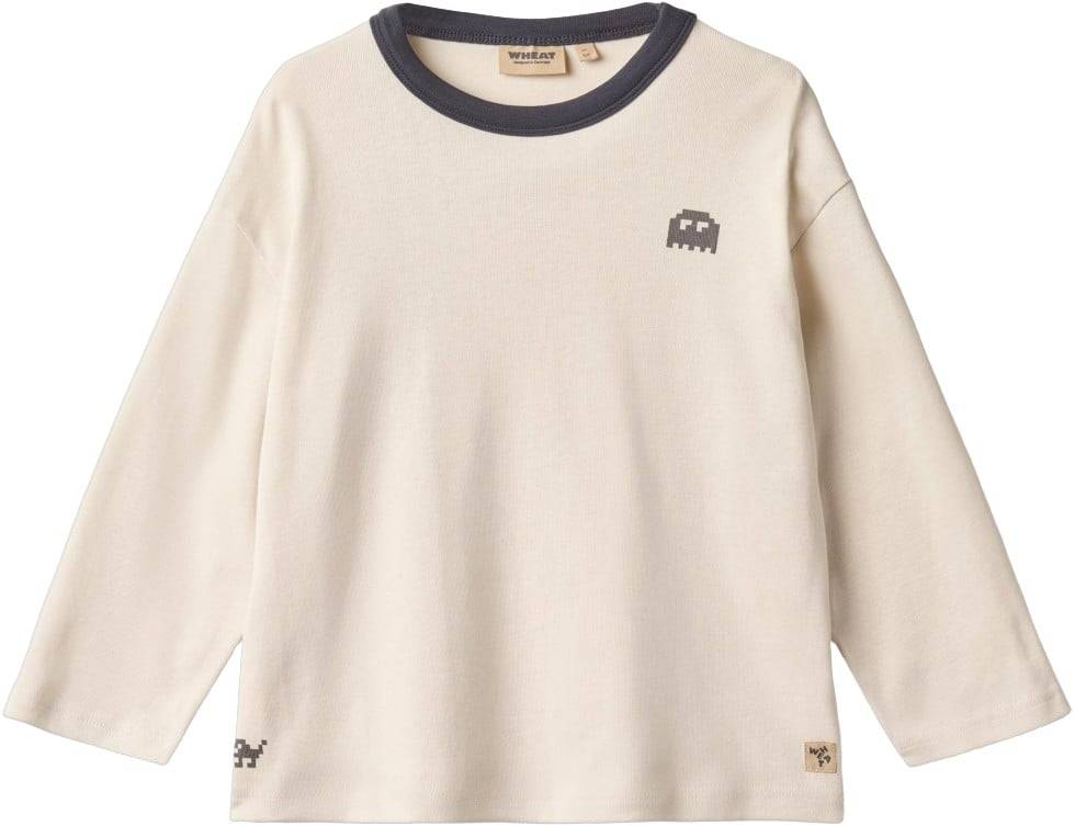 Wheat Tshirt L/S Calvin Stl. 128/8y unisex - Långärmade T-shirts Från Magasin - Eggshell (128/8y)