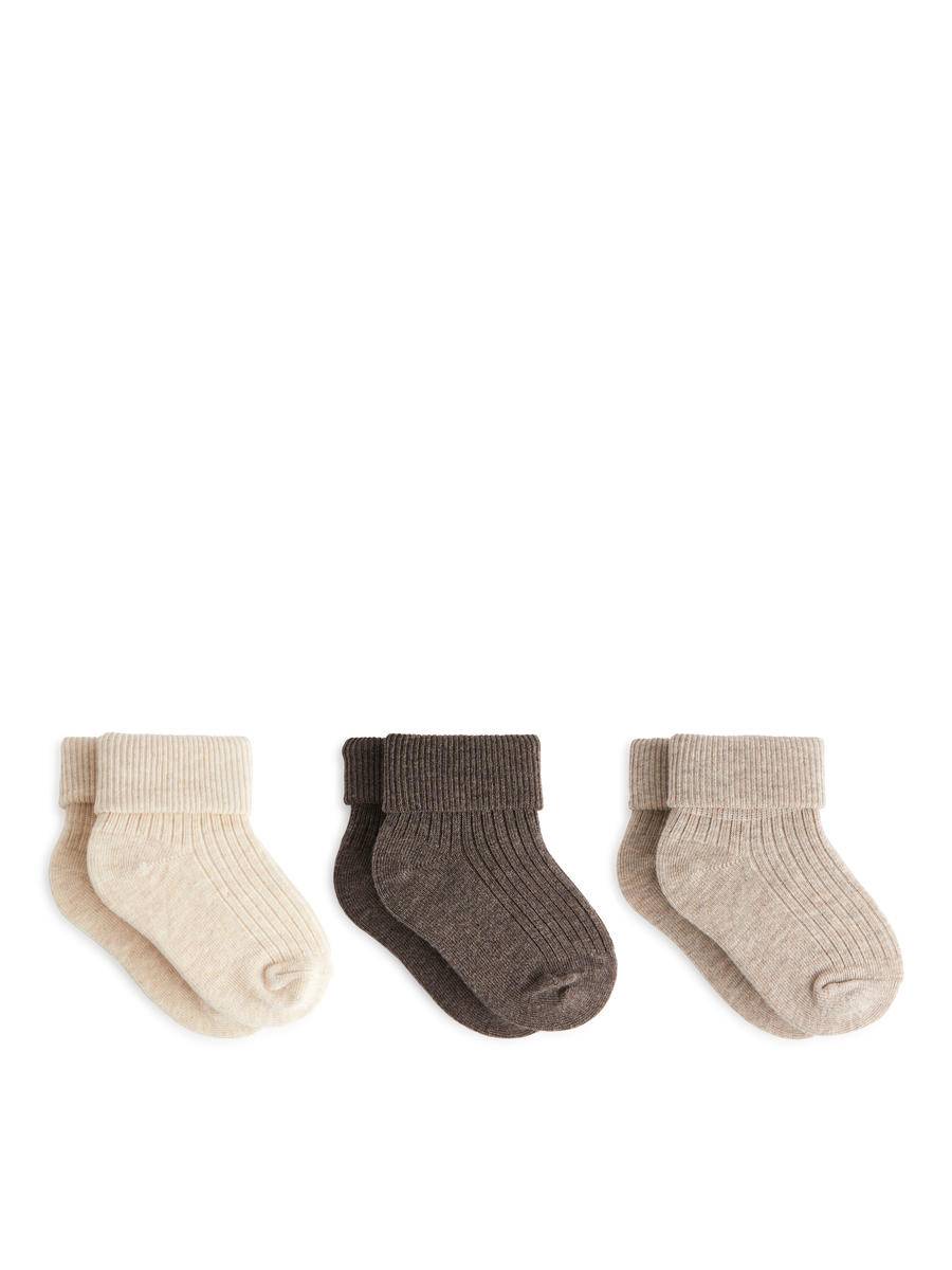 ARKET Ribbade Strumpor, 3-pack -Vit, 16/18