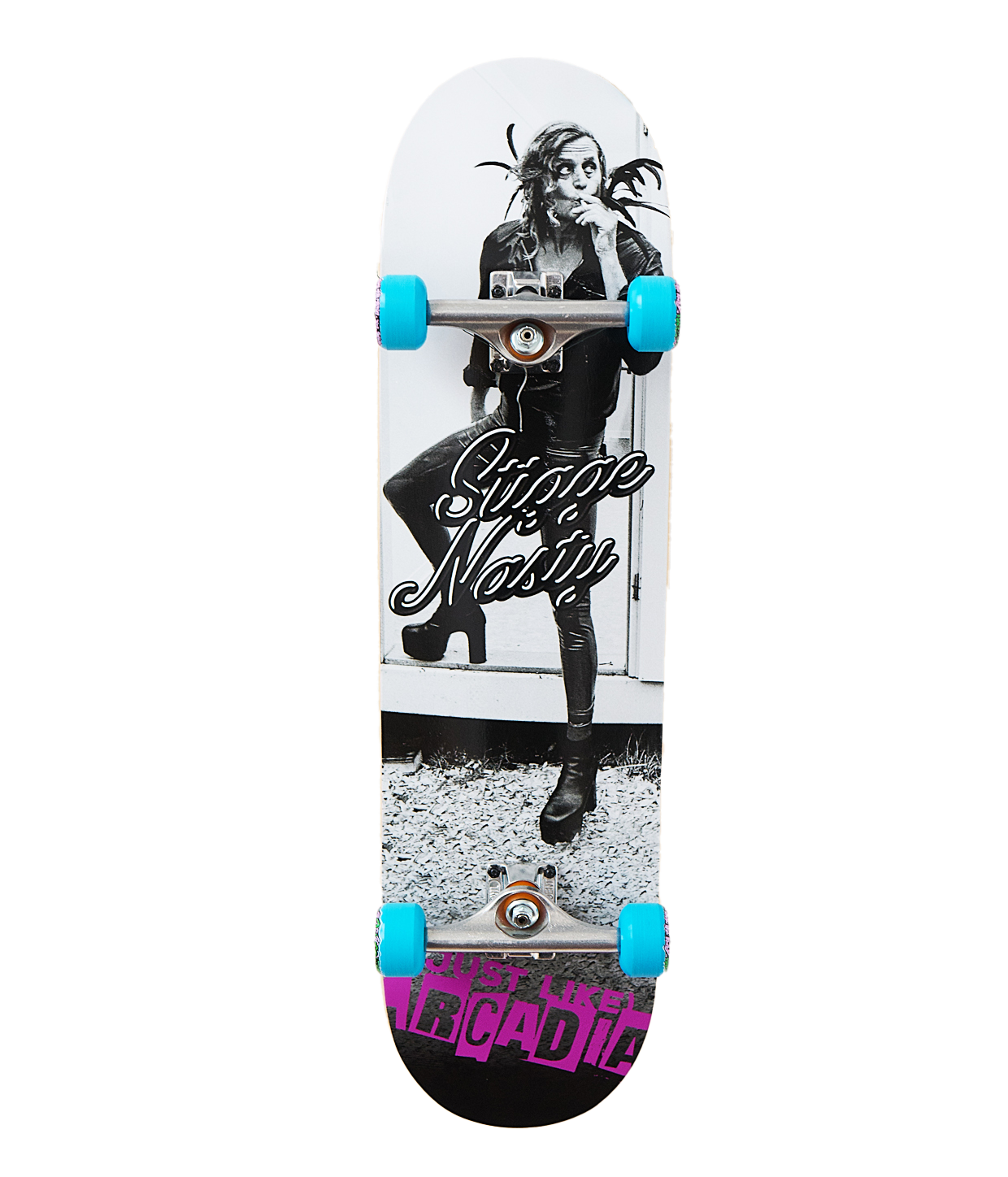 Just Like Arcadia Skateboard, Complete Board - WHITE