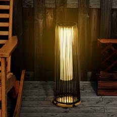 Solcellelampe, havelampe, solcellelampe i rotting, automatisk LED, brun, 21,5 x 21,5 x 61 cm