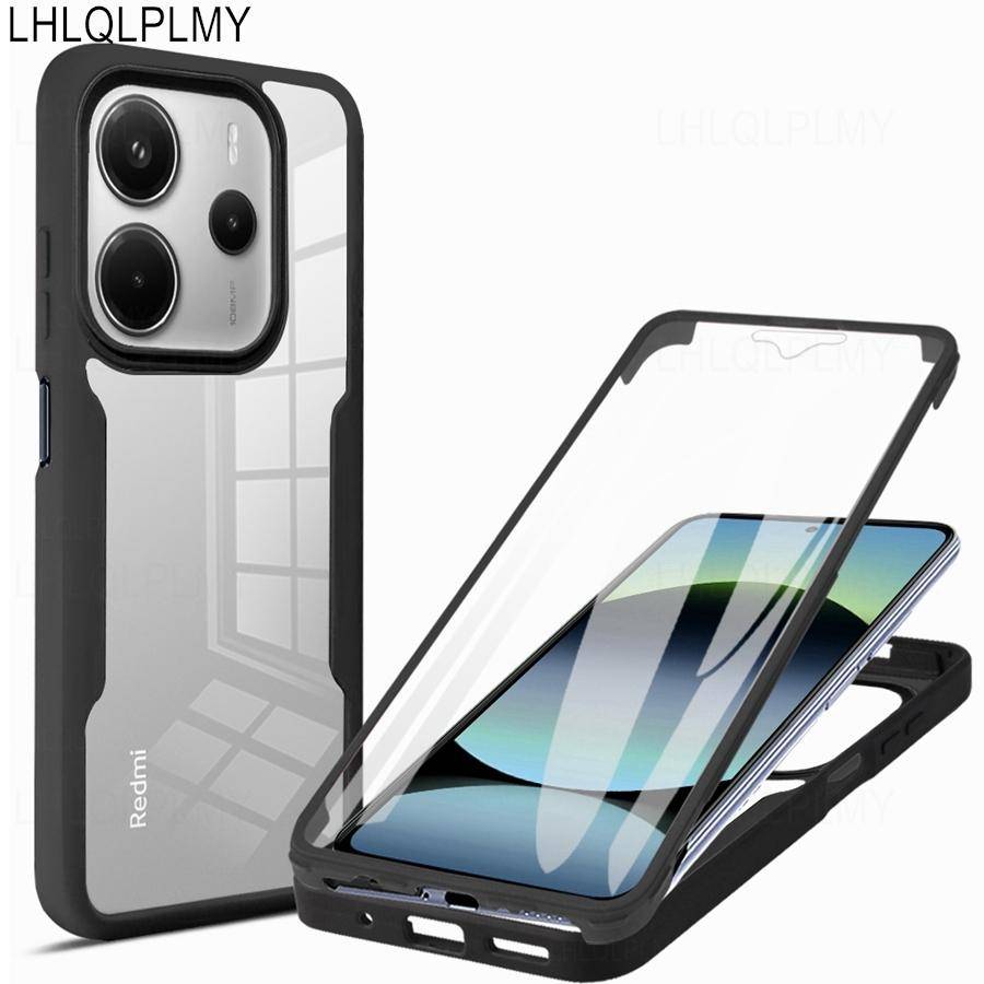 Framsida + Baksida Skydd Stötsäker Fodral För Xiaomi Redmi Note 14 Pro 5G Plus 14S A5 15C Poco X7 F7 M7 C85 15 Ultra 360 Graders Skydd violett