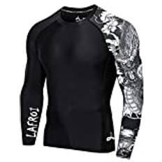 LAFROI Långärmad herr UPF 50+ Baselayer Skins Performance Fit Compression Rash Guard-CLYYB Asym Dragon Size SM