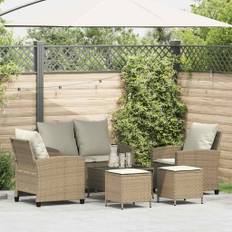 vidaXL Soffgrupp för trädgården med dynor 6 delar beige konstrotting