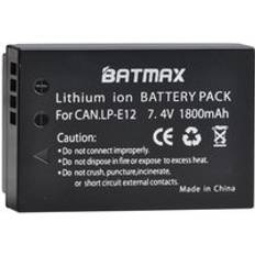 Batmax lp -e12 lpe 12 batteriladdad dubbel laddare med typ c-port för canon canon m 100d kiss x7 rebel sl1 eos m10 eos m50 - 1 batteri
