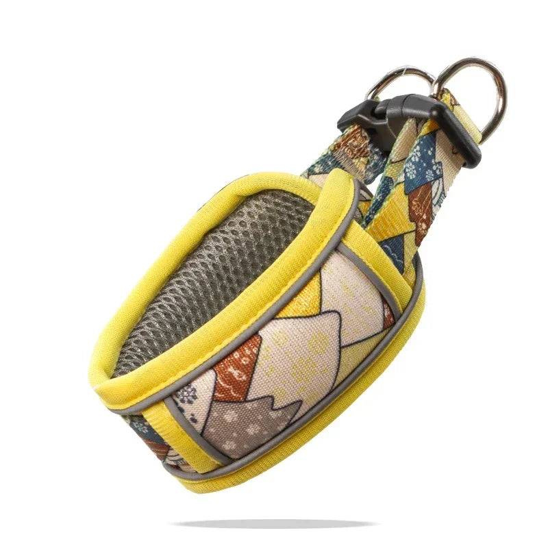 Reflective Breathable Mesh Dog Collar with Double D-Ring – All Sizes - YELLOW / L-39-67cm