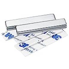 4 st neodymmagneter, extra starka magneter, 50 x 10 x 3 mm, starka magneter, självhäftande, rektangulära magneter för magnettavla, köksskåp, med 5 st dubbelsidig tejp
