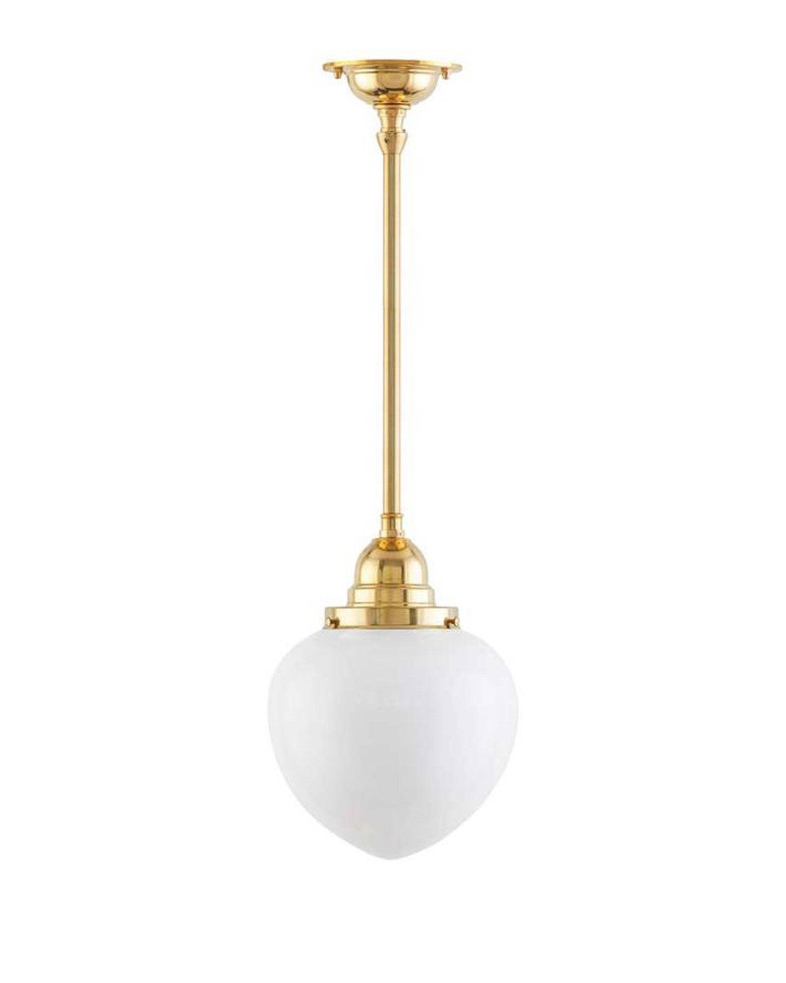 Loftslampe - Byström pendel 100 messing, hvid dråbe - 35 cm