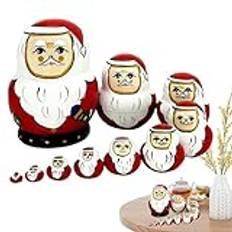 Santa Claus Nesting Dolls, Educational Learning Toys, Wooden Stacking Dolls, Colorful Cartoon Nesting Dolls, Christmas Home Decoration, Great Workmanship, Good Fine Motor Control For Christmas