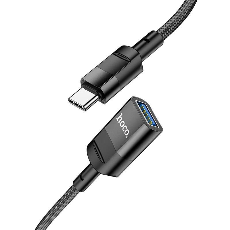 Hoco 1.2m usb c till usb adapter otg kabel usb typ c hane till usb 3.0 hona kabel adapter för macbook pro samsung typ c adapter - Svart
