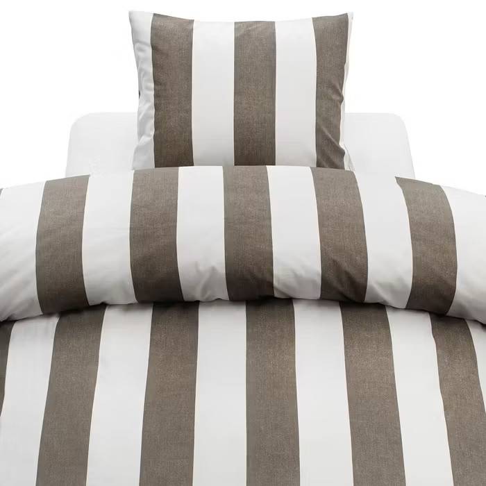 Block Stripe Brun Randigt Bäddset 150x210 Borganäs of sweden