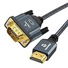 Thsucords Flätad HDMI till VGA-kabel 1M (hane) kompatibel med dator, stationär, bärbar dator, PC, skärm, projektor