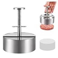 Hamburgarpress, non-stick köttpatty hamburgartillverkare för att göra fjärdedel Lb eller stor 1/3 pund fyllda fickhamburgare, aluminium för grill (500 vaxpapper)