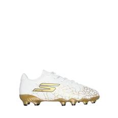 Skechers Hvid / Guld Younger Kids Firm Ground Football StøvlerEU 27.5 (UK 10)