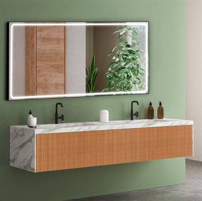Mia-1 spejl med matsort ramme & front LED lys 160x80 cm