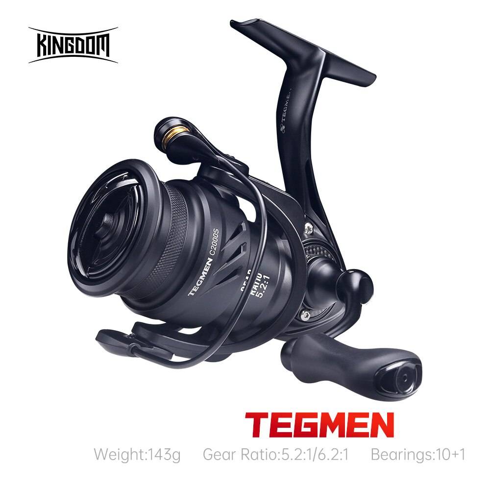 Kingdom Tegmen 5.2:1 6.2:1 143g Spinning Fishing Reels High Speed Gear Ratio Light Carbon Fiber Body Drag 10+1 Bearing Quantity