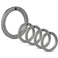 KeyUnity KA11 Titan nyckelring nyckelring set 5 delar, 33/17,5 mm delad ring med sidotryck enkel åtkomst till nycklar, karbinhake, ficklampor, ID-tagg (1L + 4S) ..
