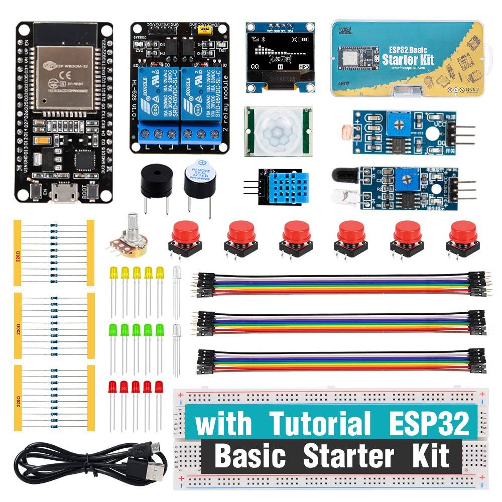 KUONGSHUN Starter Kit for ESP32 ESP-32S WIFI I OT Development Board Learning Kit Other Educational Toy for Arduino
