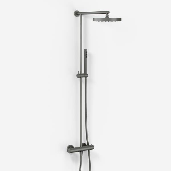 Semplice SRL10 - Termostatsæt XL Rain DeLux Ø24 m/EasyClean PVD Matt Gun metal Brusearmatur - fra Bad&Stil.