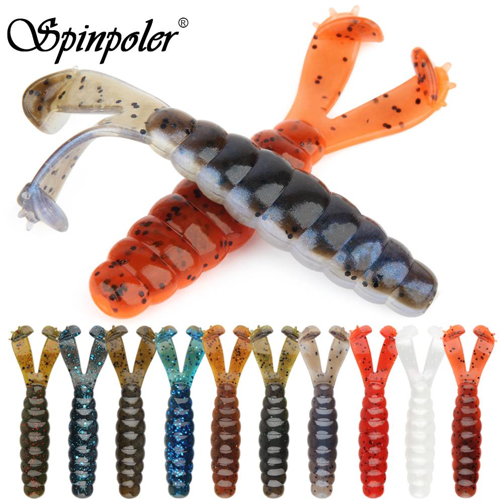 Spinpoler Greatest Bass Bait - Diver Twin Tail Grub 10X Tough Soft Buoyant TPR Material Durable Fishing Baits 10pcs with Box