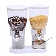 WODFARR Dubbel spannmålsdispenser, duo-spannmålsdispenser, spannmålsdispenser, Cornflakes Dispenser - Spannmålsbehållare, 2 behållare (vit)