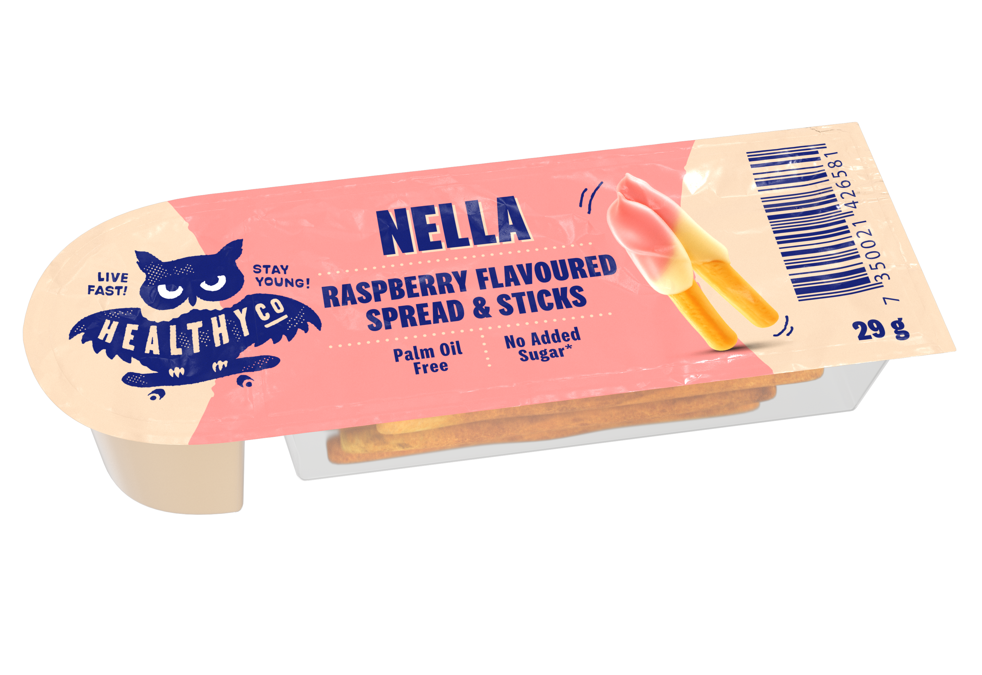 HealthyCo Nella Sticks - White Choco & Raspberry (15x29g) - Smørrepålæg