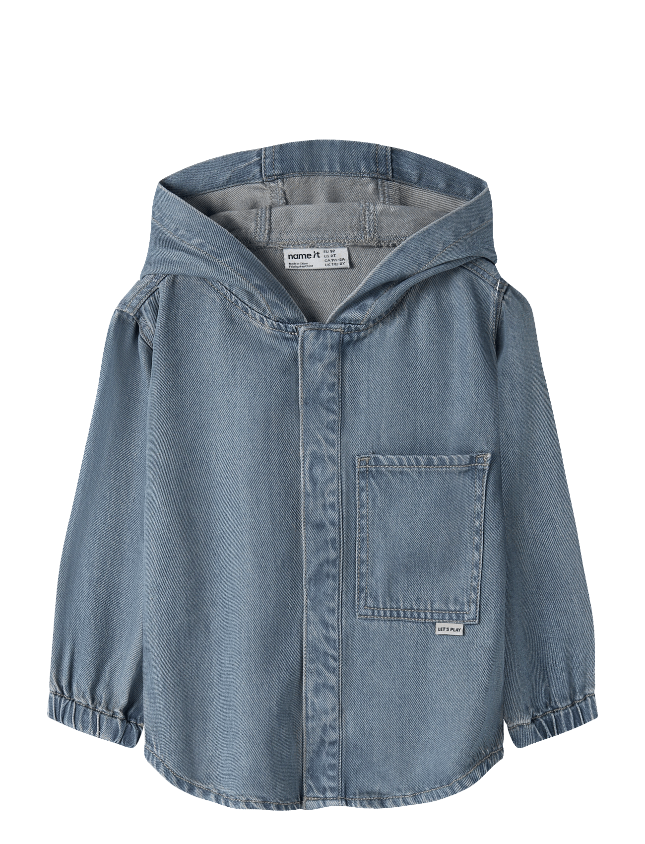 name it Nmmbo Os Dnm Ls Shirt W Hood 6950-Ph D - Blue - 116
