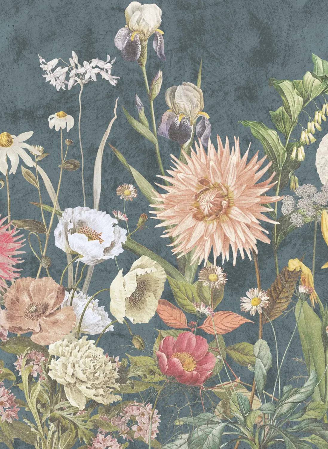 Boråstapeter Studio Mural Dahlia - 9417W - blue/multicolour