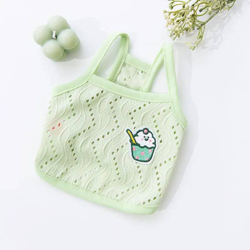 Solid Cotton Dog Vest - Breathable Summer Clothing for Small Dogs - Green / L (L)
