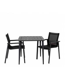Cafesæt Delia m. armlæn og net 2 stole + bord 78x78, Sort
