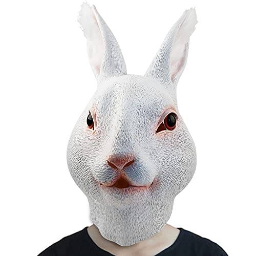 CreepyParty Kaninmask Djur Latex Heltäckande Huvud Realistiska Kaninmasker Kostym för Halloween Karneval Kostym Party Parad