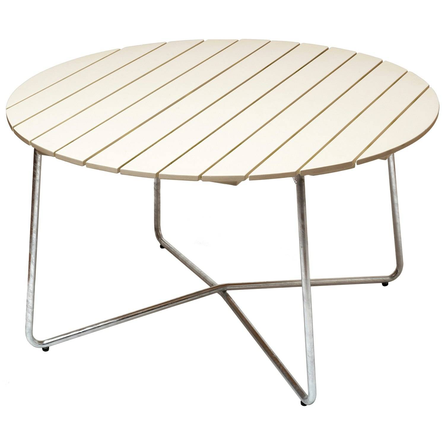 Grythyttan Stålmöbler - 9a Bord Ø120 Cm Vitlackad / Varmförzinkat Stål - Vitlackerad Ek